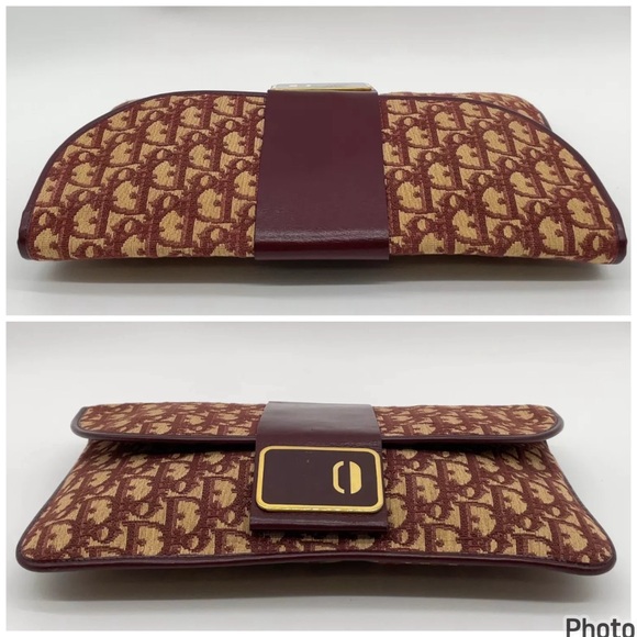 Auth Dior 30 Montaigne Trotter Canvas Bordeaux Clutch - Picture 10 of 12
